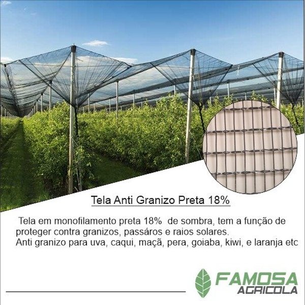 Tela Anti Granizo Preta 18% 