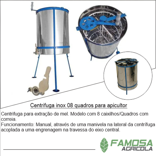 Centrifuga Inox 08 Quadros Para Apicultor