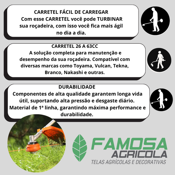 Carretel para Roçadeira Bate libera Carrega Fácil Reforçado M10